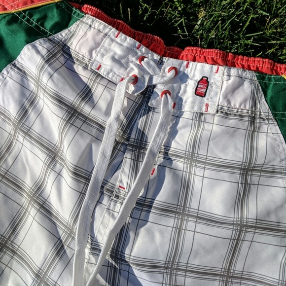 Red stripe men's boys swim trunks L - Picture 3 of 8